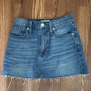 Madewell Blue Denim A-Line Skirt raw hem